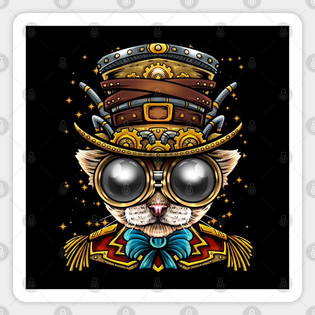 Steampunk Cat Art Magnet by BDAZ